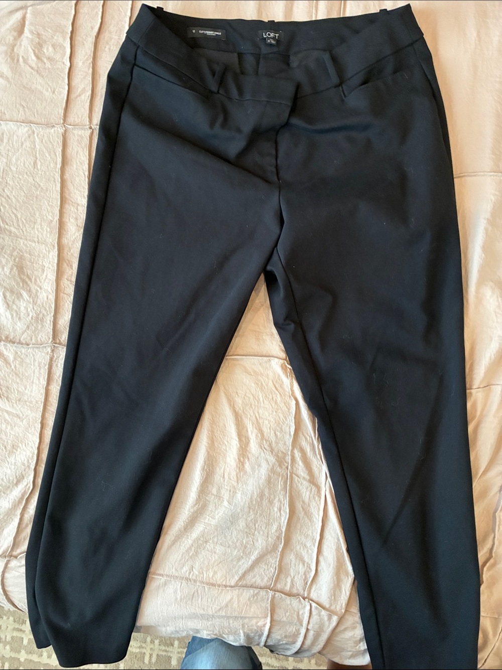 LOFT Black Straight-Leg Ponte Ankle Pants